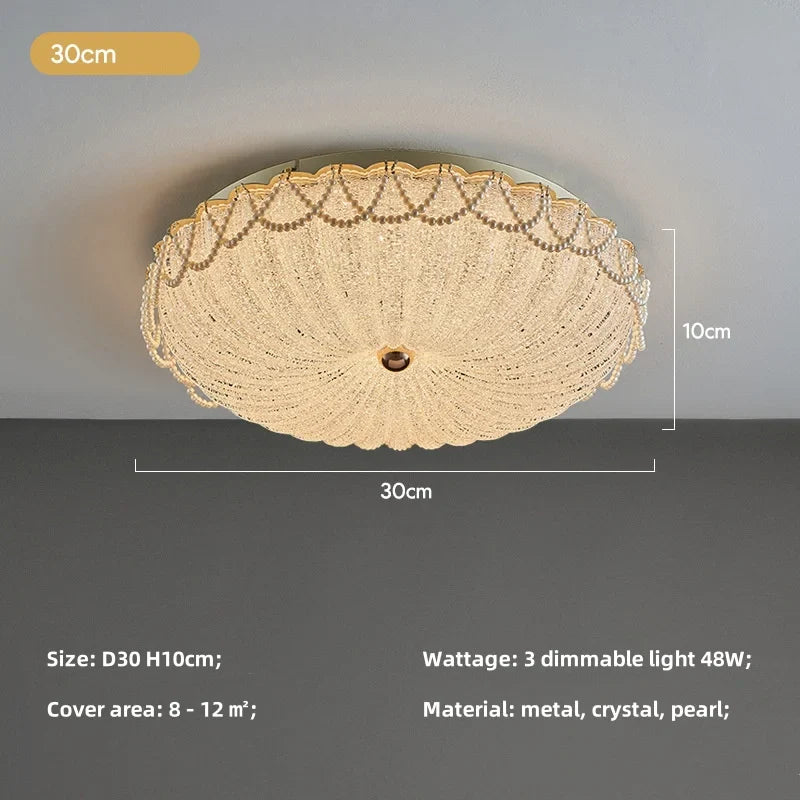 French Pearl Crystal LED Ceiling Lamp