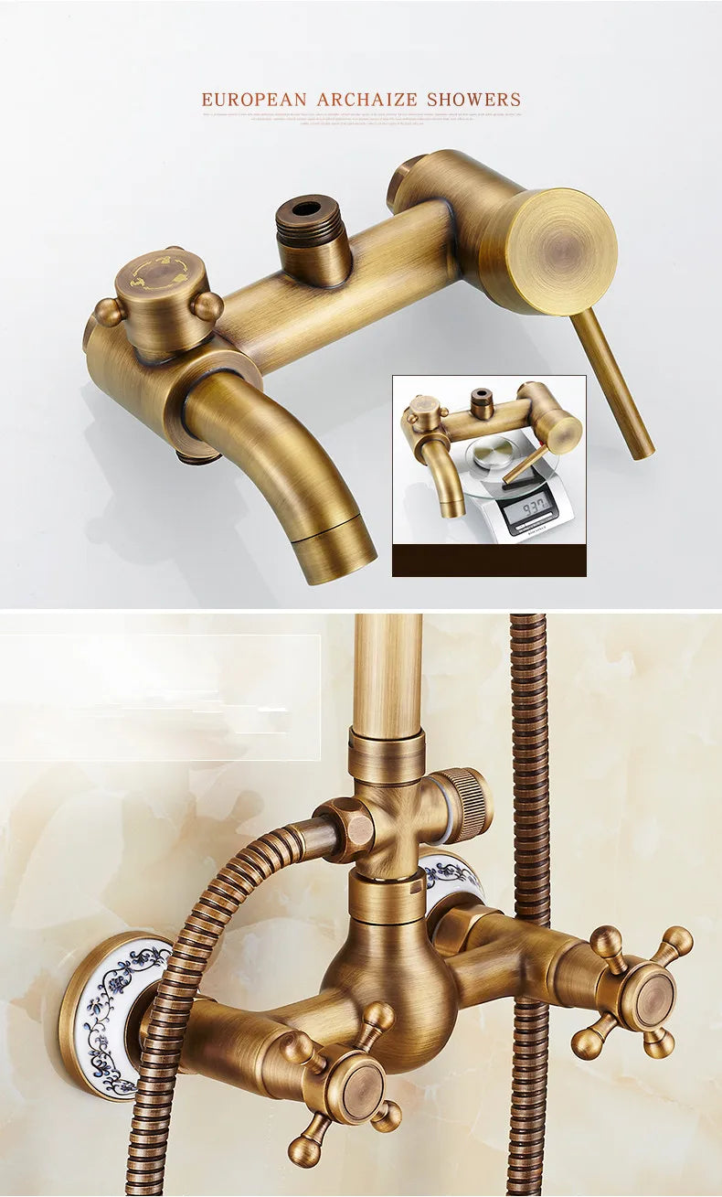 Antique Brass Shower Faucet Set