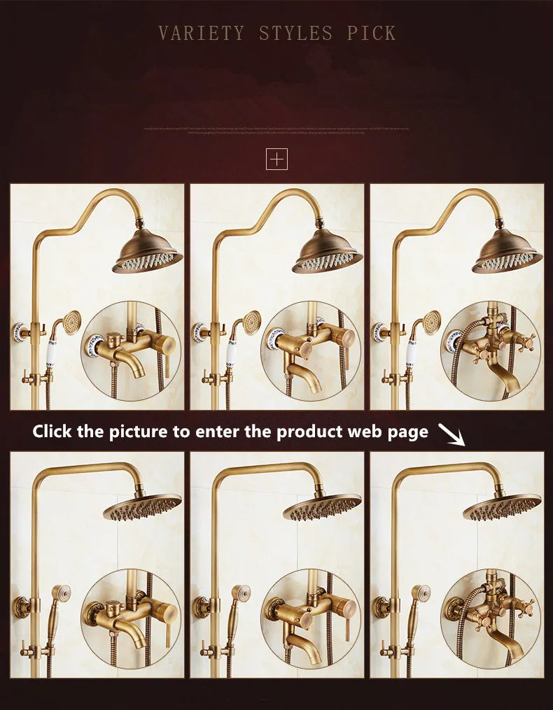 Antique Brass Shower Faucet Set
