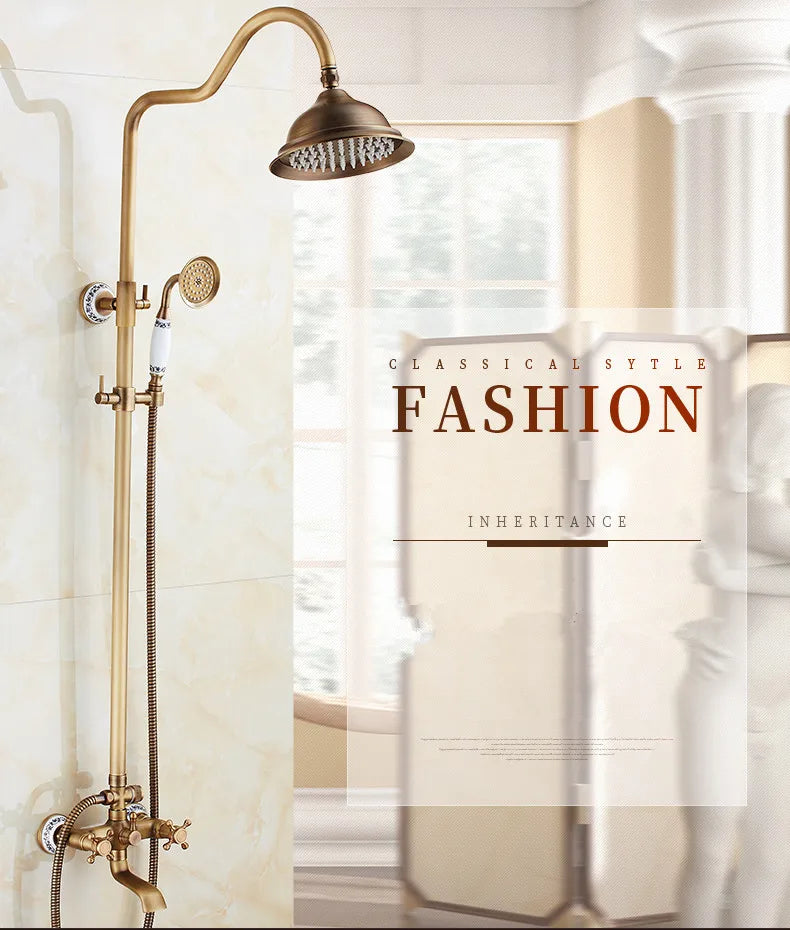 Antique Brass Shower Faucet Set