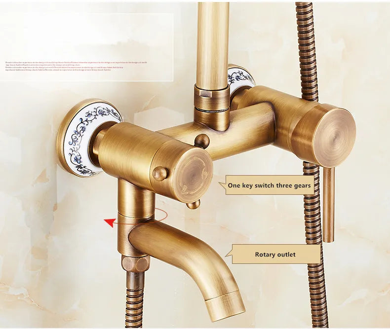 Antique Brass Shower Faucet Set