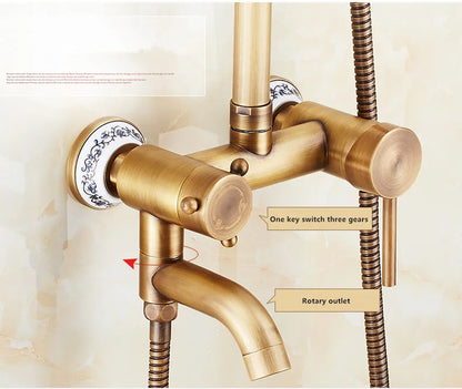 Antique Brass Shower Faucet Set