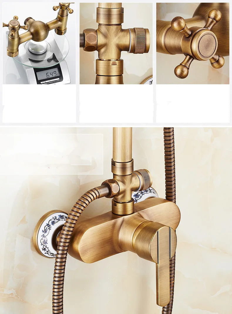 Antique Brass Shower Faucet Set
