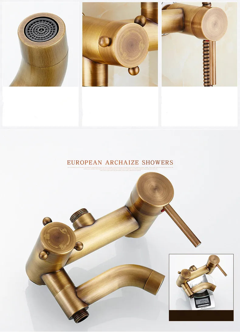 Antique Brass Shower Faucet Set