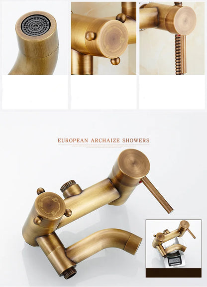 Antique Brass Shower Faucet Set