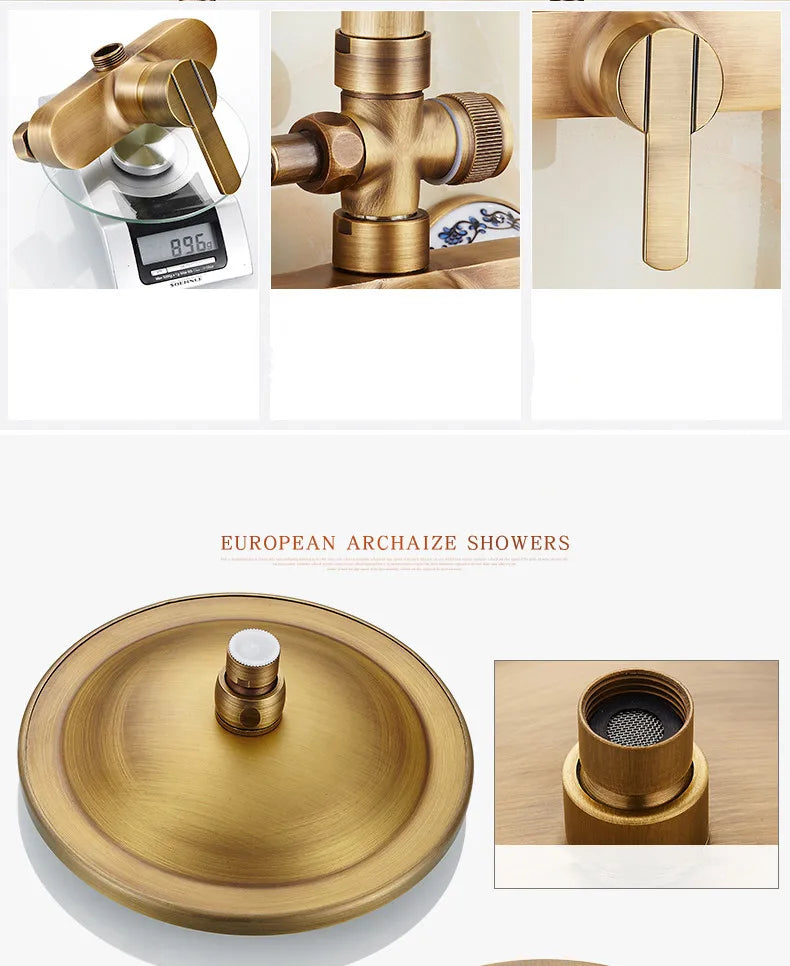 Antique Brass Shower Faucet Set