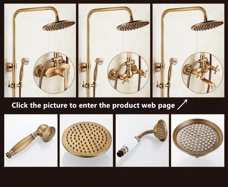 Antique Brass Shower Faucet Set