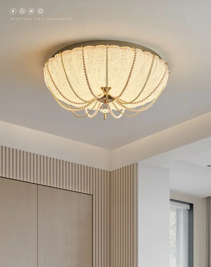 French Pearl Crystal LED Ceiling Lamp