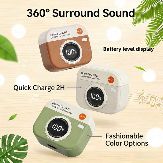 Retro Camera Design Bluetooth Headphones