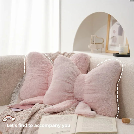 Pink bow ribbon couch pillow