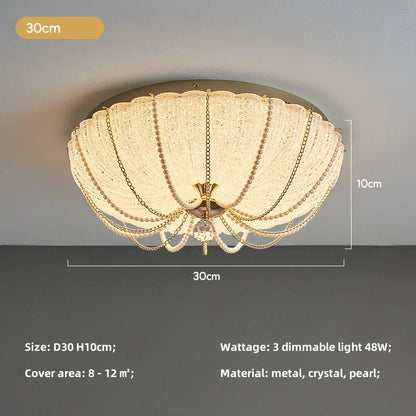 French Pearl Crystal LED Ceiling Lamp