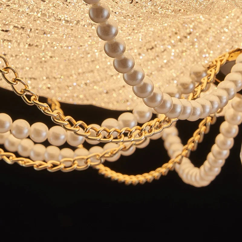 French Pearl Crystal LED Ceiling Lamp