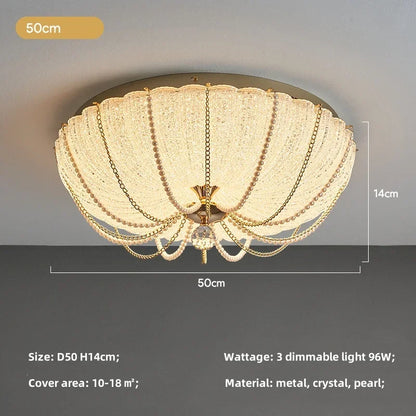 French Pearl Crystal LED Ceiling Lamp