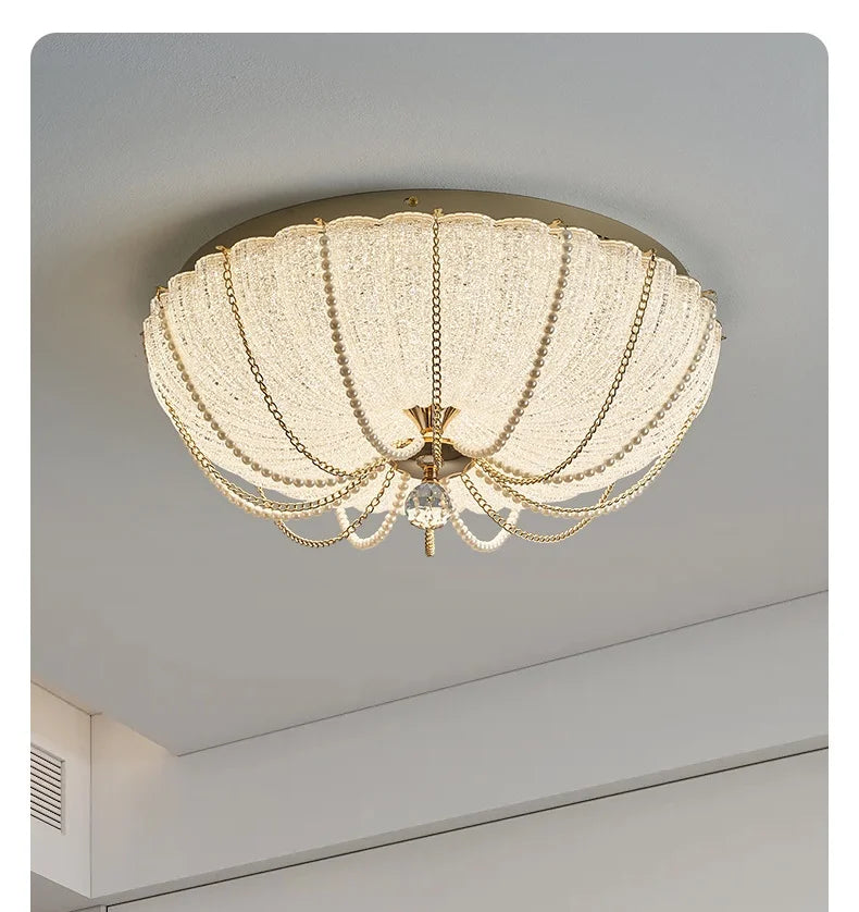 French Pearl Crystal LED Ceiling Lamp