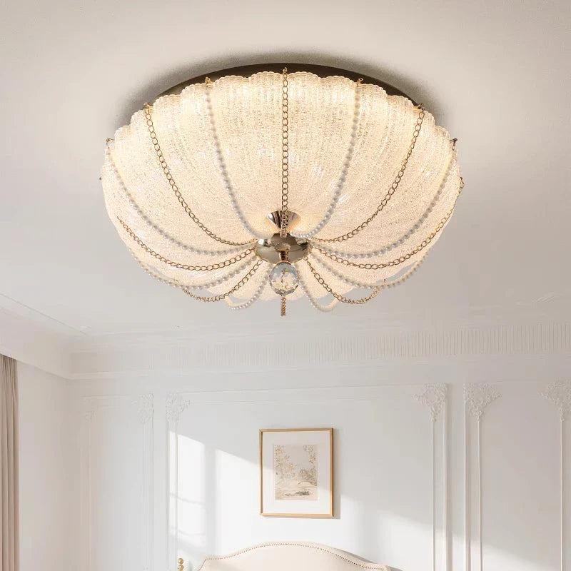 French Pearl Crystal LED Ceiling Lamp