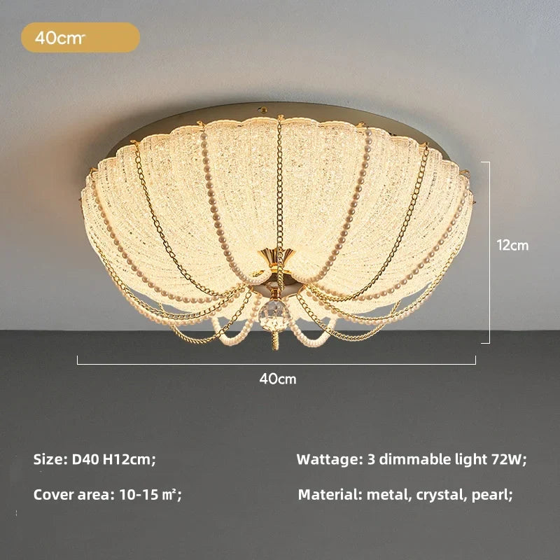 French Pearl Crystal LED Ceiling Lamp