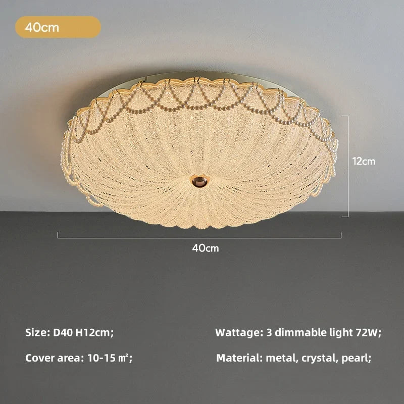 French Pearl Crystal LED Ceiling Lamp