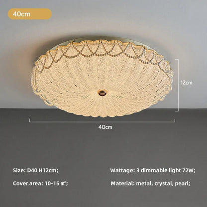 French Pearl Crystal LED Ceiling Lamp