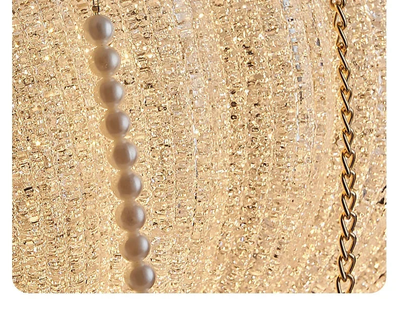 French Pearl Crystal LED Ceiling Lamp