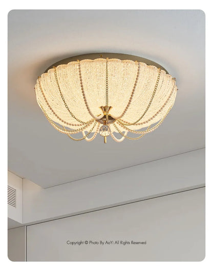 French Pearl Crystal LED Ceiling Lamp