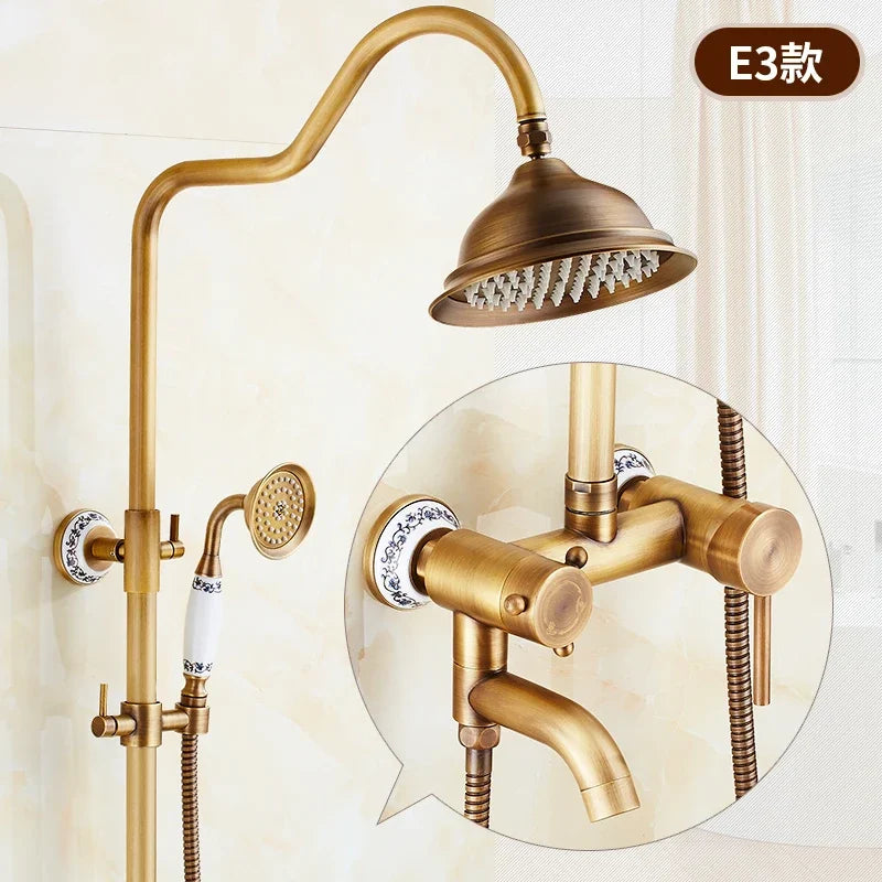 Antique Brass Shower Faucet Set