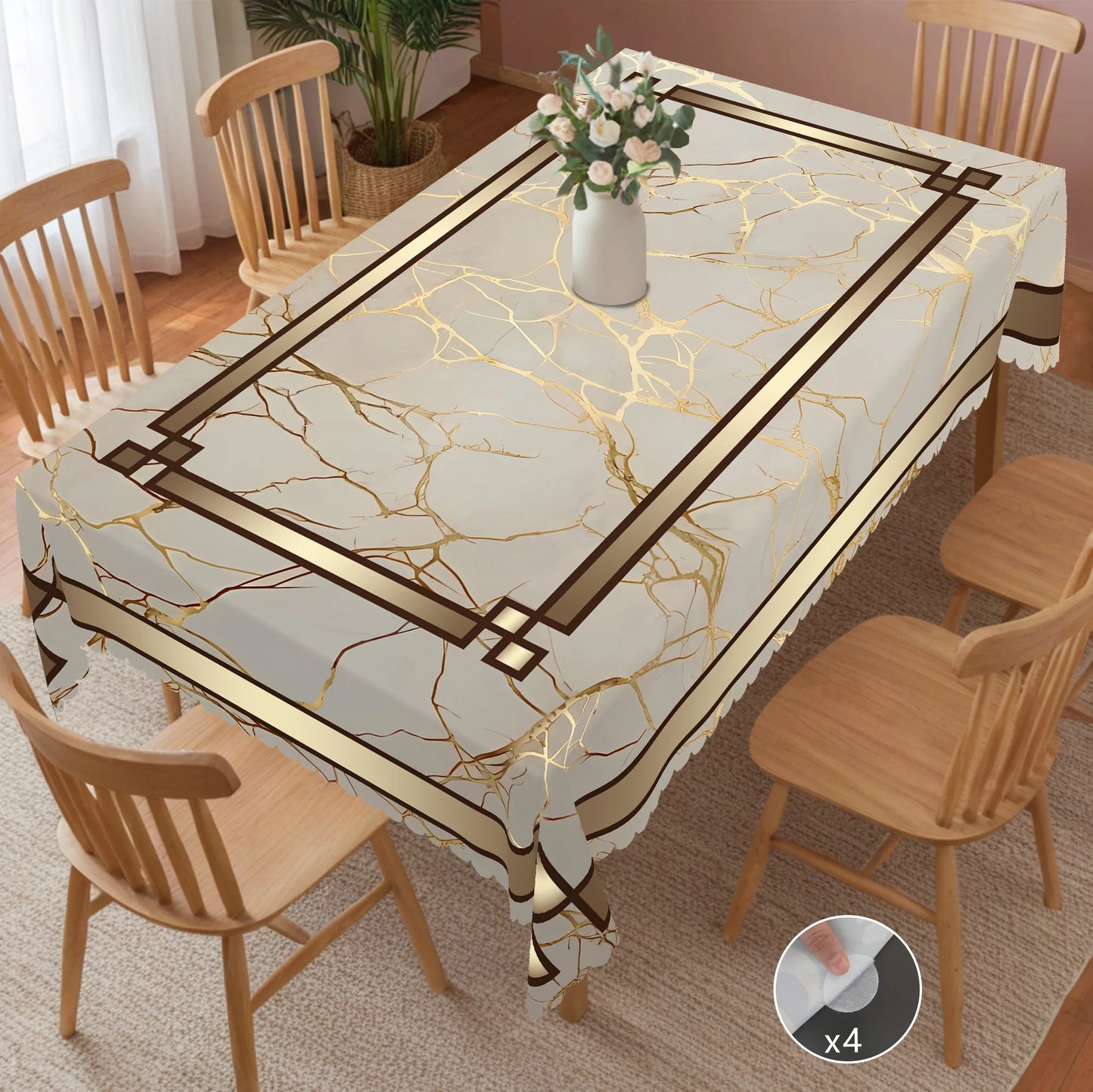 Luxury Marble & Gold Tablecloth