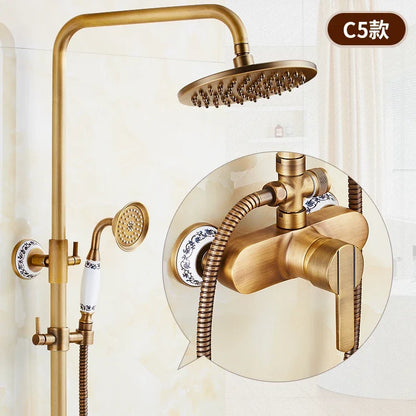 Antique Brass Shower Faucet Set