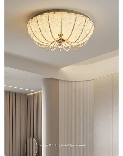 French Pearl Crystal LED Ceiling Lamp