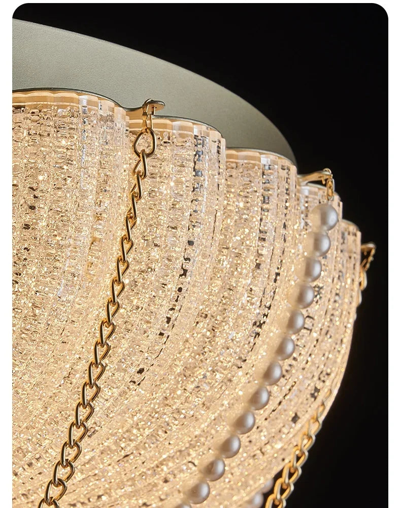 French Pearl Crystal LED Ceiling Lamp