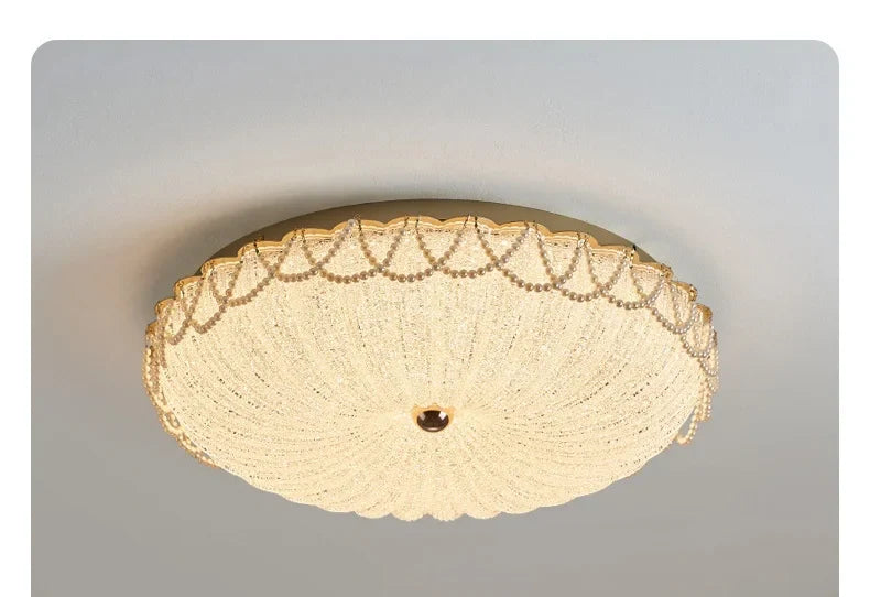 French Pearl Crystal LED Ceiling Lamp