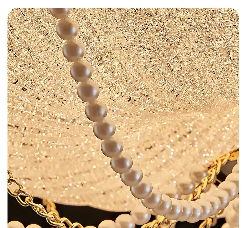 French Pearl Crystal LED Ceiling Lamp