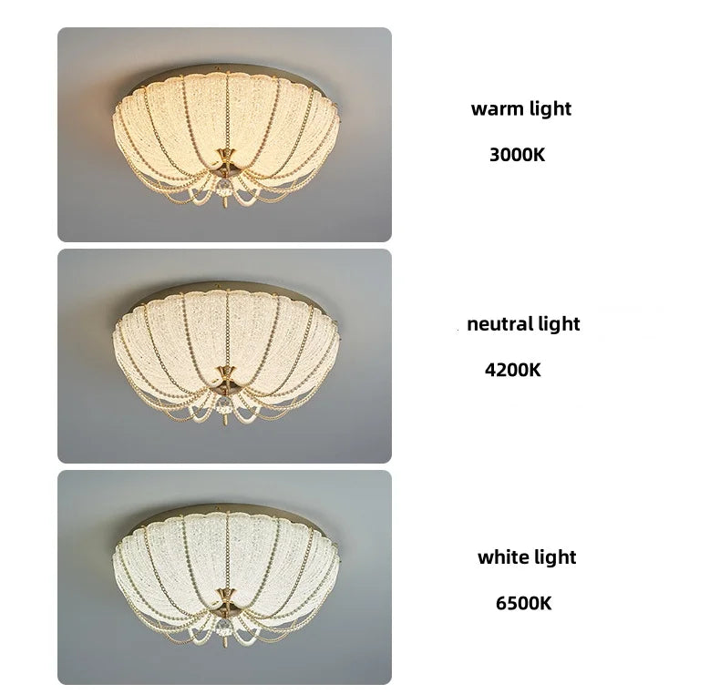 French Pearl Crystal LED Ceiling Lamp