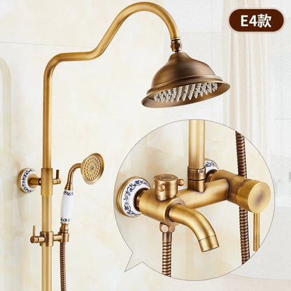 Antique Brass Shower Faucet Set