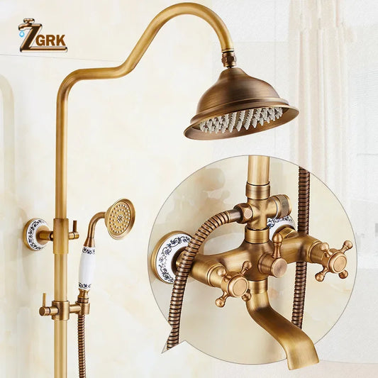 Antique Brass Shower Faucet Set