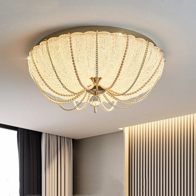 French Pearl Crystal LED Ceiling Lamp