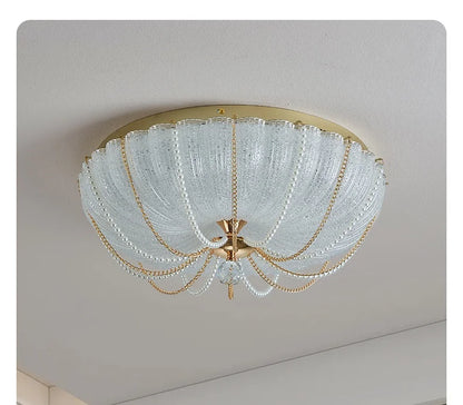 French Pearl Crystal LED Ceiling Lamp