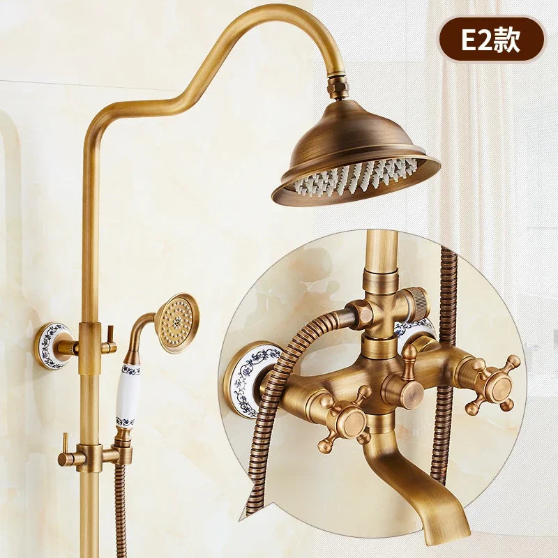 Antique Brass Shower Faucet Set