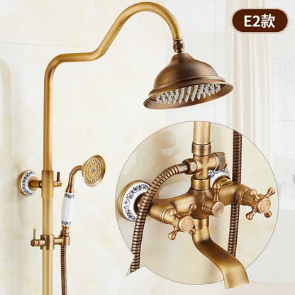Antique Brass Shower Faucet Set