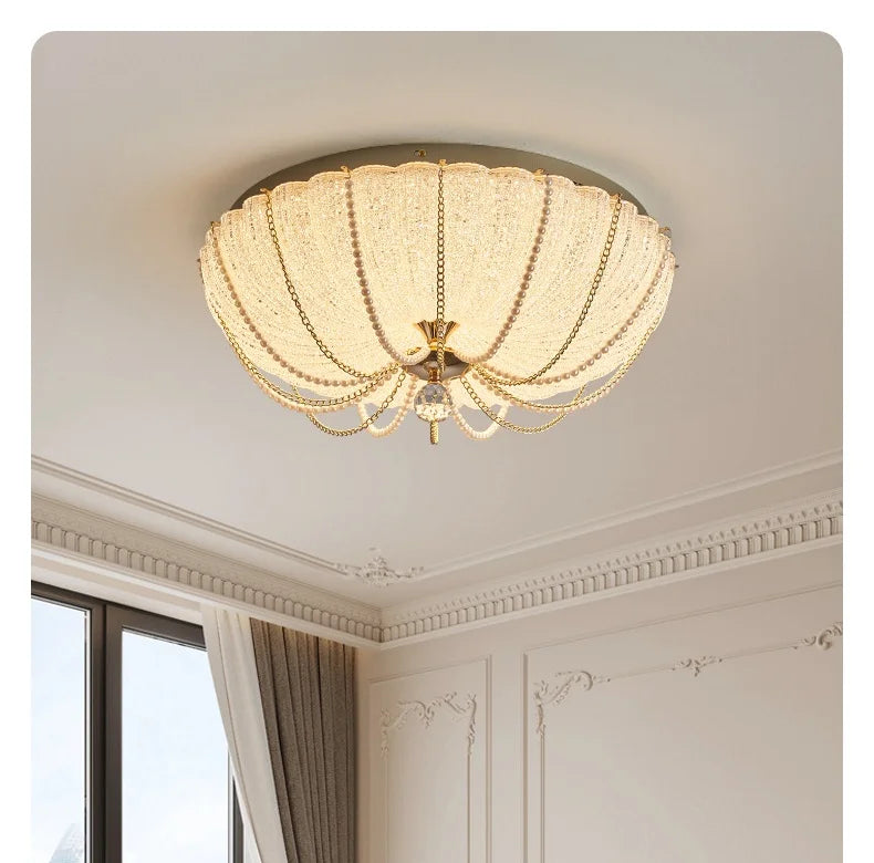 French Pearl Crystal LED Ceiling Lamp