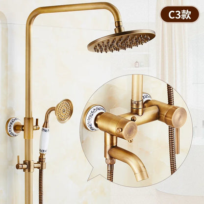 Antique Brass Shower Faucet Set